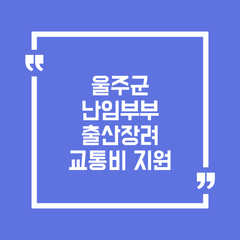 울주군 난임부부 출산장려 교통비 지원
