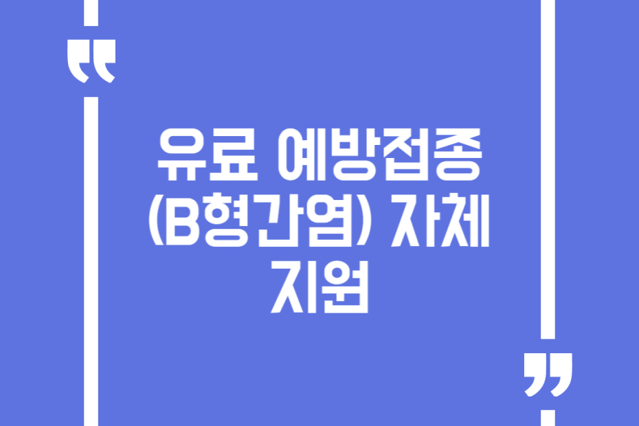 유료 예방접종(B형간염) 자체지원