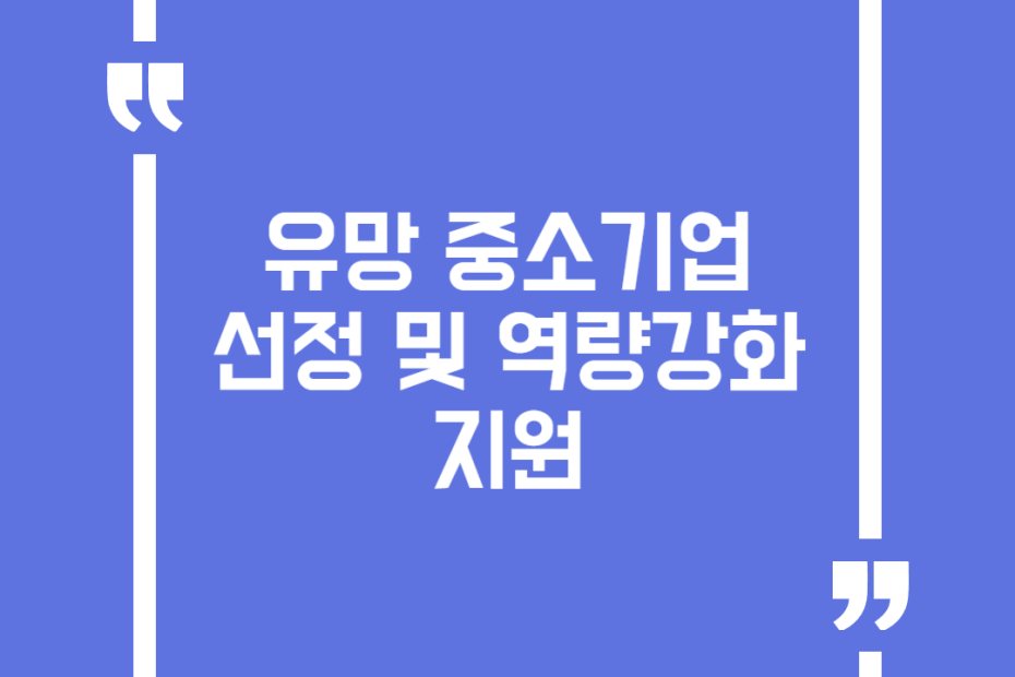 유망 중소기업 선정 및 역량강화 지원