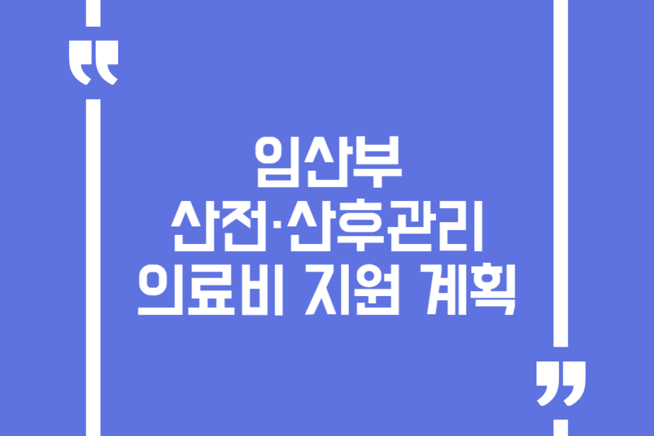 임산부 산전·산후관리 의료비 지원 계획
