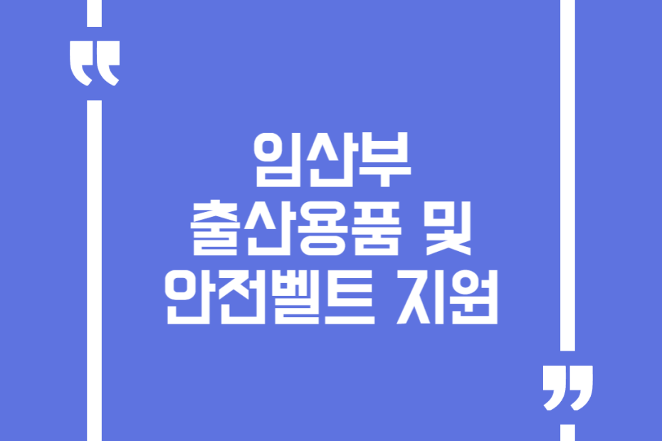 임산부 출산용품 및 안전벨트 지원