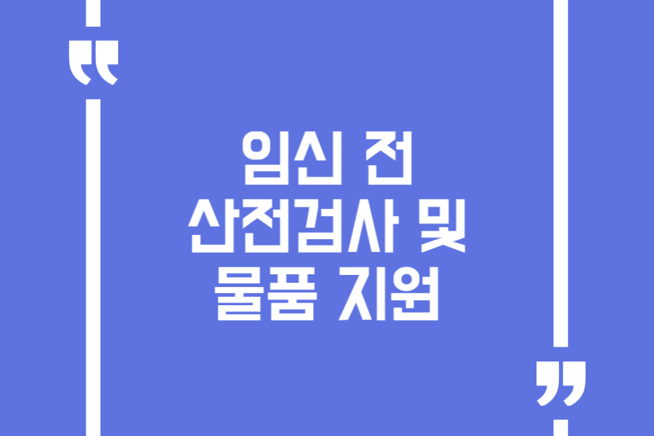 임신 전 산전검사 및 물품 지원