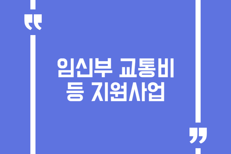 임신부 교통비 등 지원사업