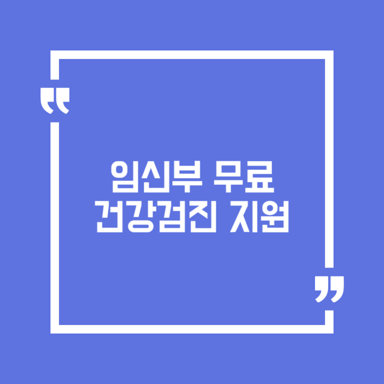 임신부 무료건강검진 지원