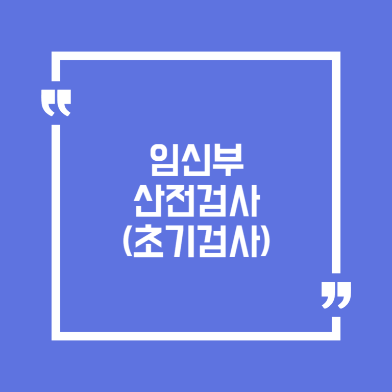 임신부 산전검사(초기검사)