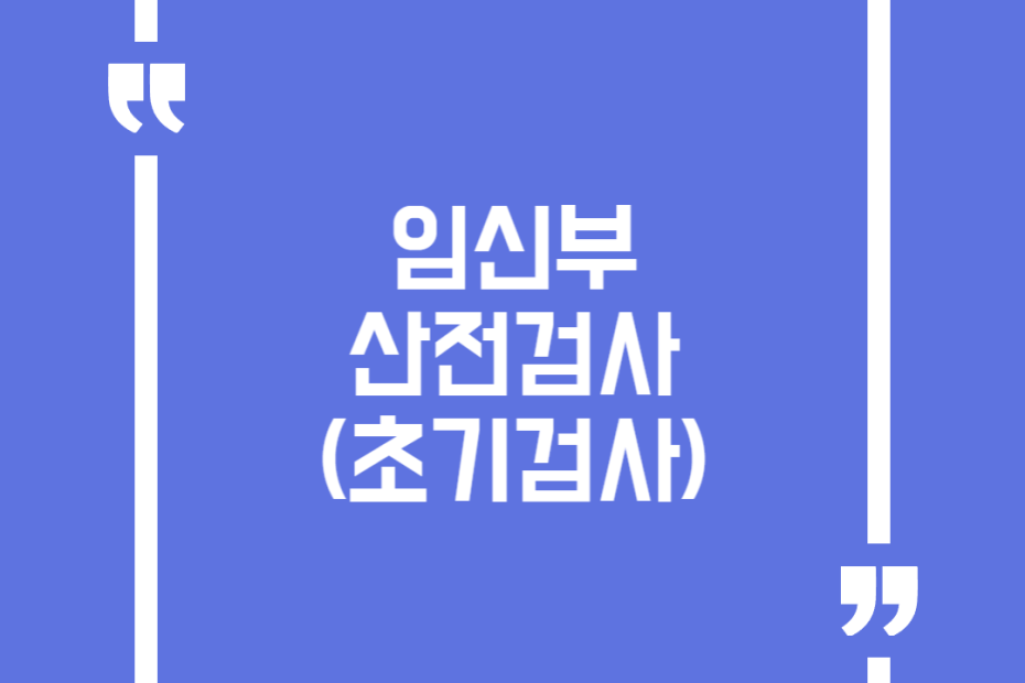 임신부 산전검사(초기검사)