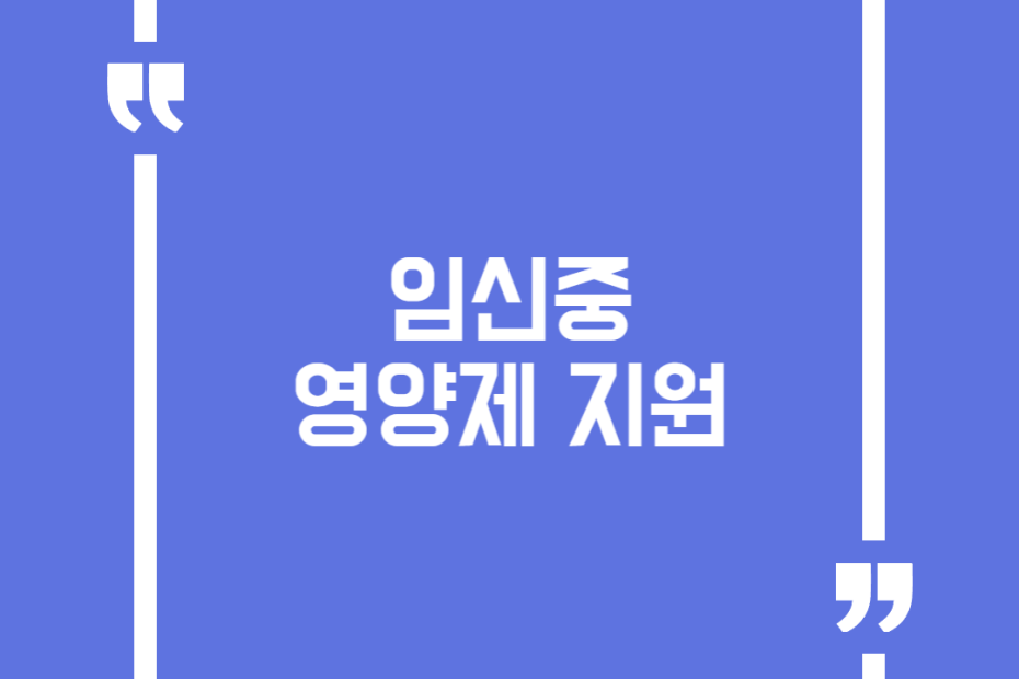 임신중 영양제 지원