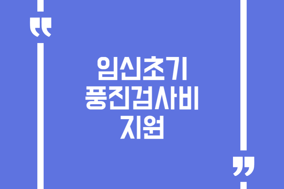 임신초기 풍진검사비 지원