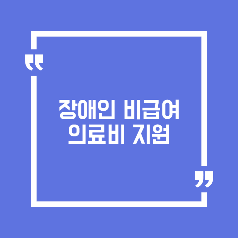 장애인 비급여 의료비 지원