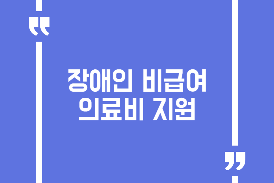 장애인 비급여 의료비 지원