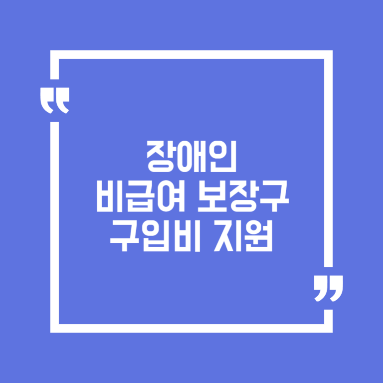 장애인 비급여보장구 구입비 지원