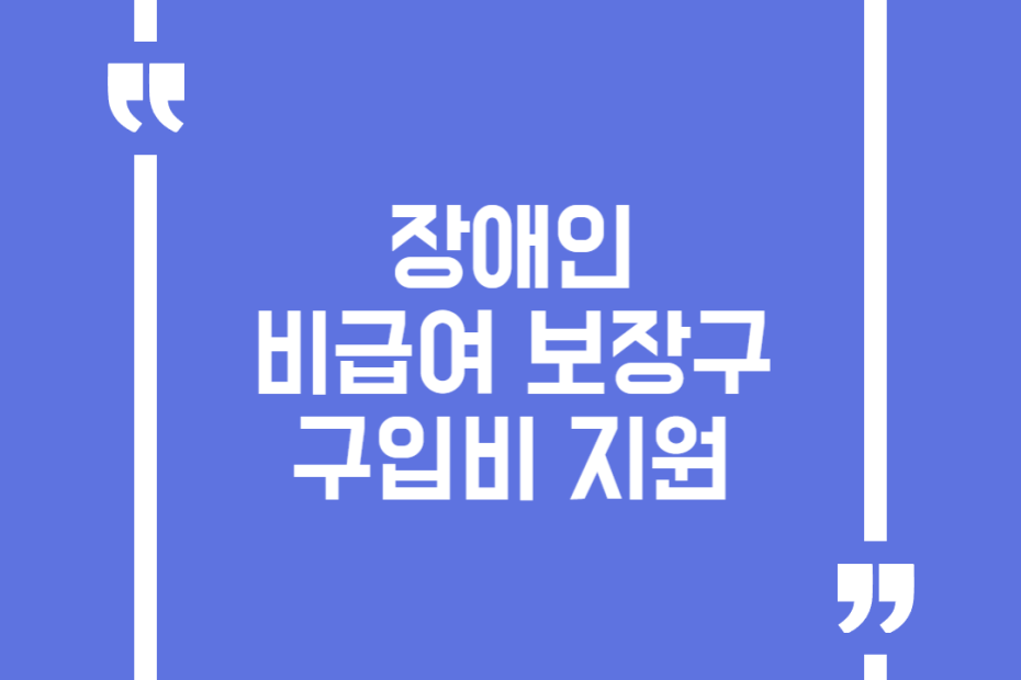 장애인 비급여보장구 구입비 지원