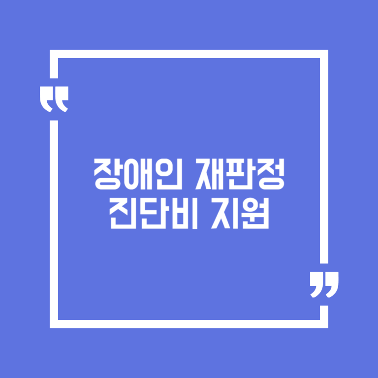 장애인 재판정 진단비 지원