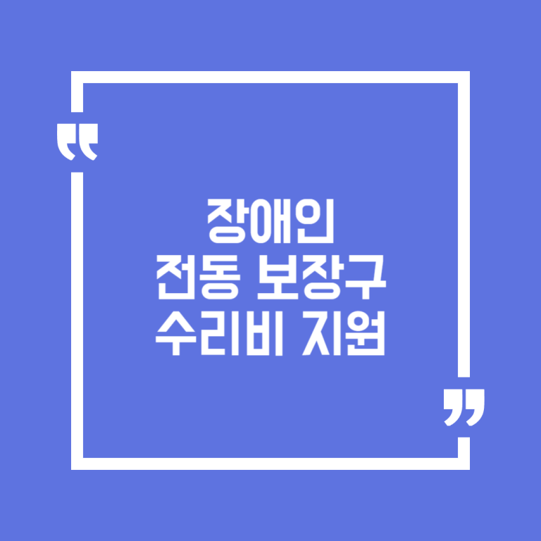 장애인 전동 보장구 수리비 지원