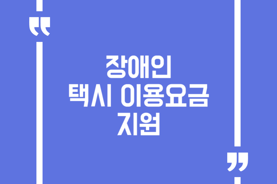 장애인 택시 이용요금 지원