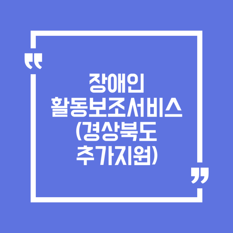 장애인 활동보조서비스(경상북도 추가지원)