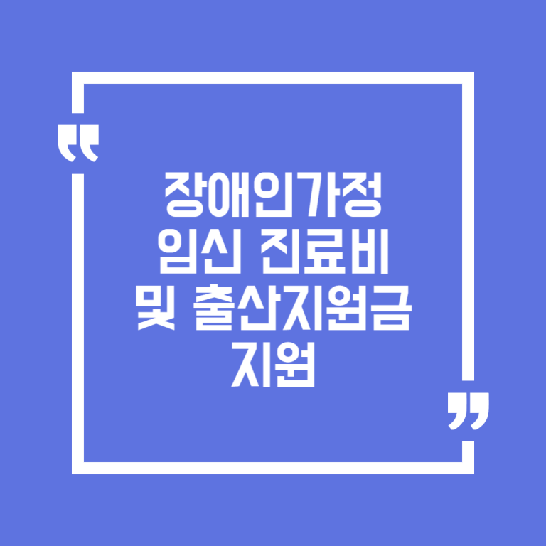 장애인가정 임신 진료비 및 출산지원금 지원