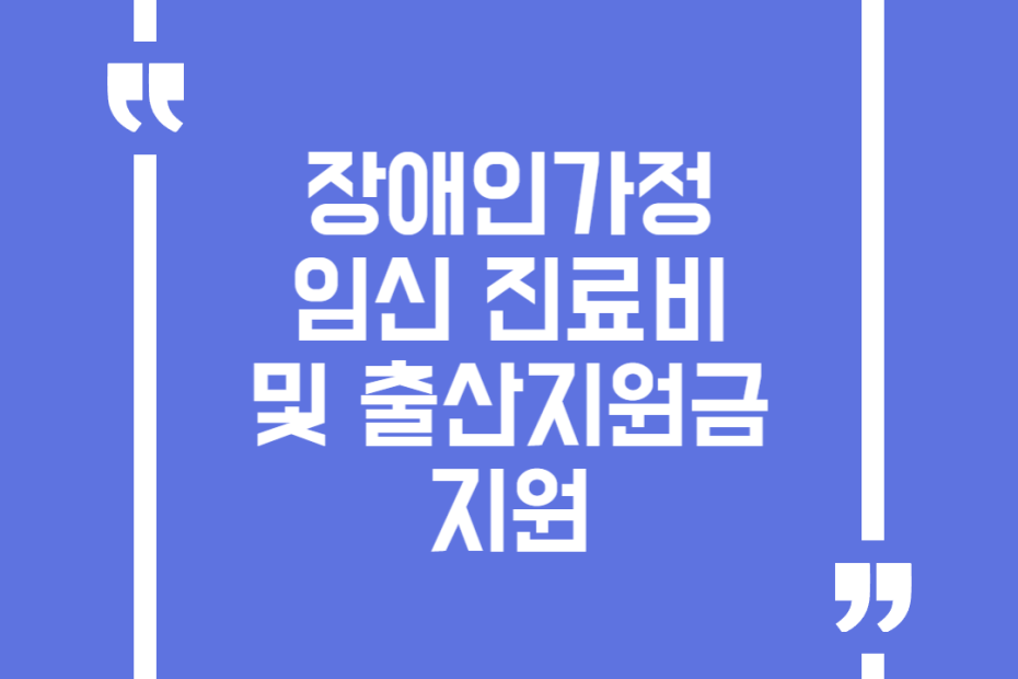 장애인가정 임신 진료비 및 출산지원금 지원