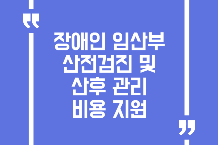 장애인임산부산전검진및산후관리비용지원