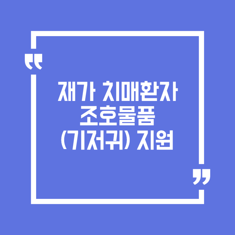 재가 치매환자 조호물품(기저귀) 지원