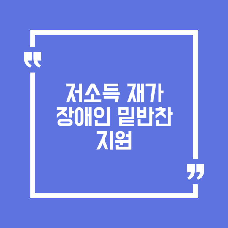 저소득 재가 장애인 밑반찬 지원