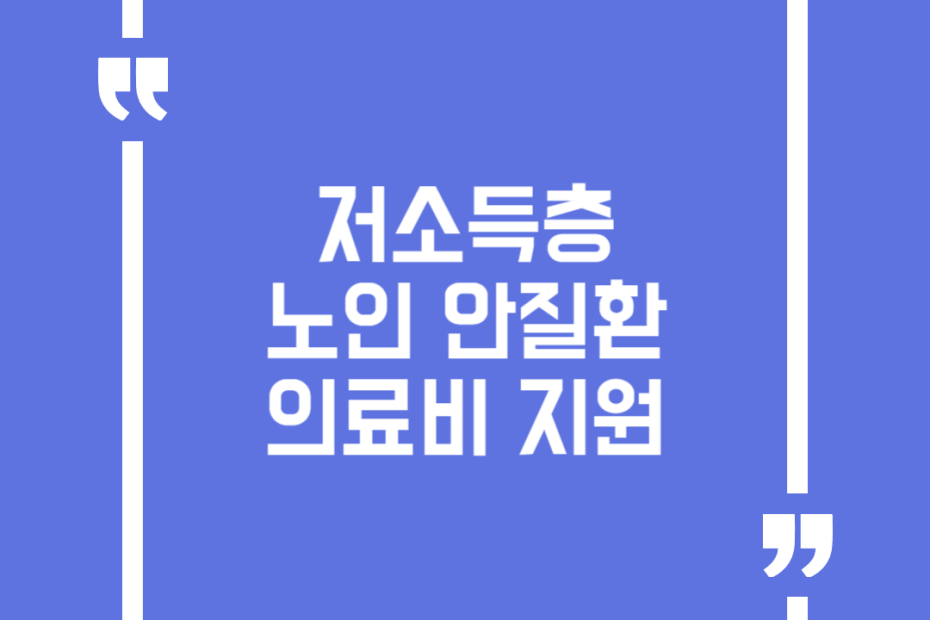 저소득층 노인 안질환 의료비 지원
