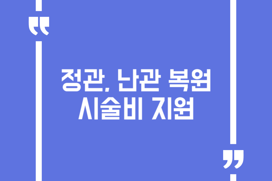 정관, 난관 복원 시술비 지원