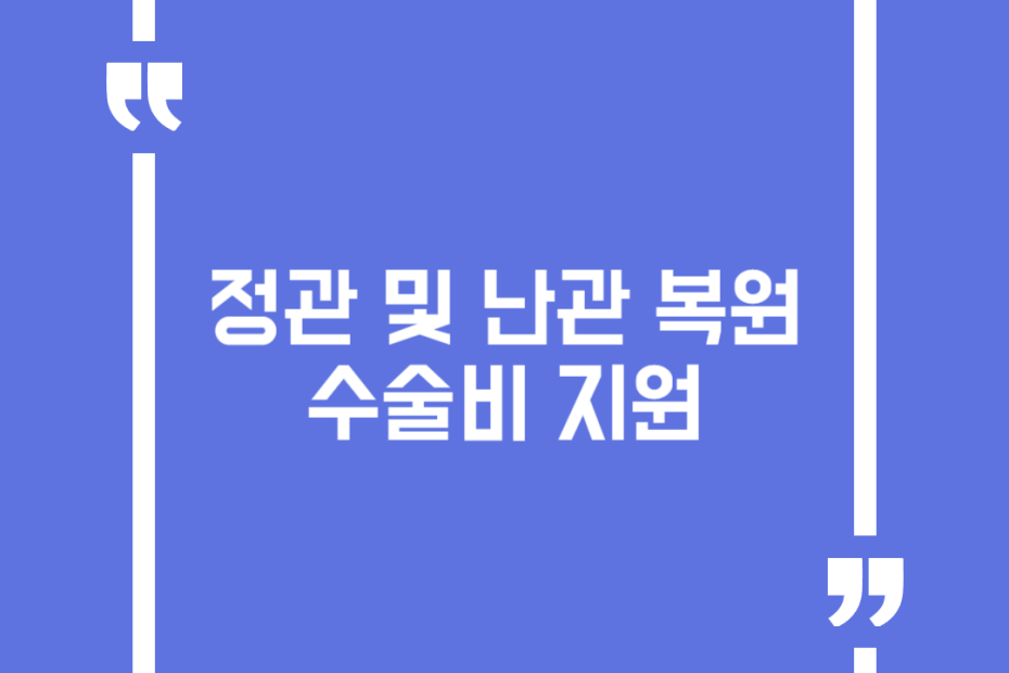 정관 및 난관 복원 수술비 지원