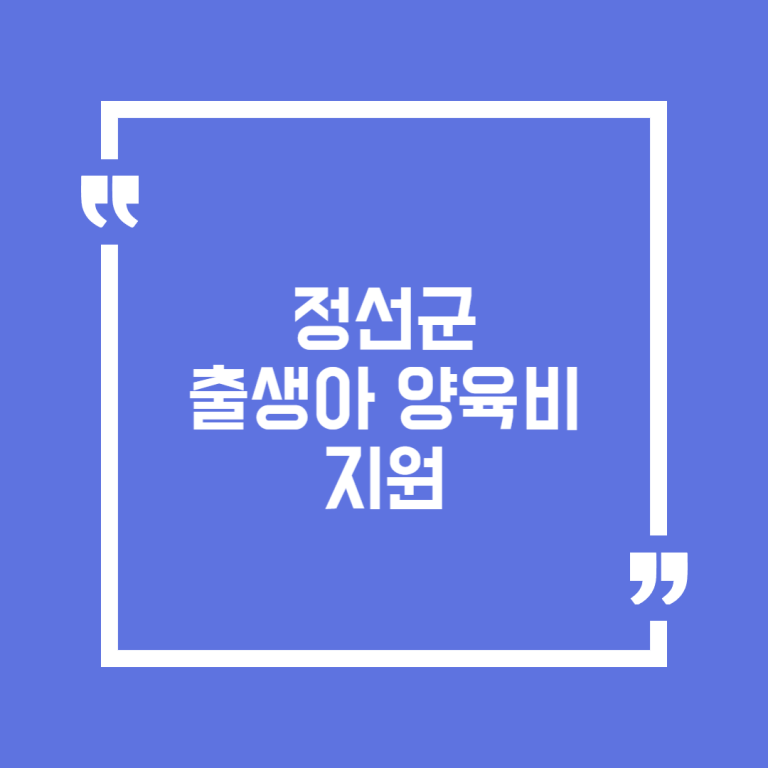 정선군 출생아 양육비 지원