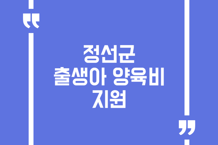 정선군 출생아 양육비 지원