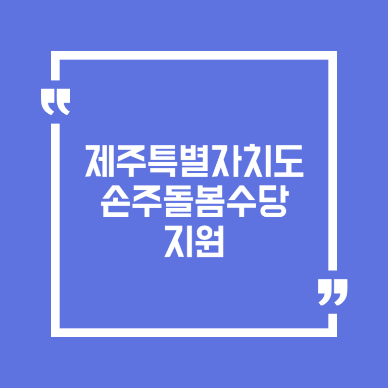 제주특별자치도 손주돌봄수당 지원