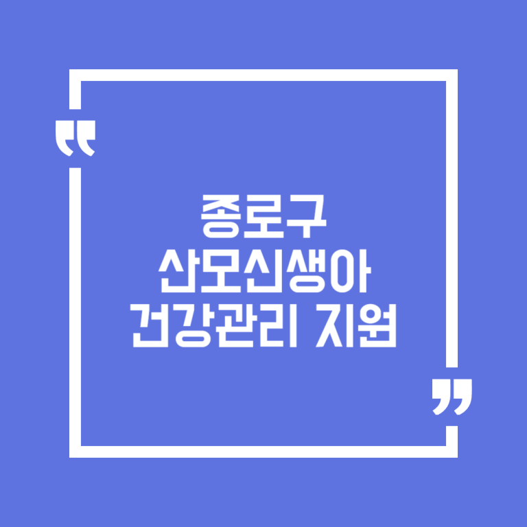 종로구 산모신생아 건강관리 지원