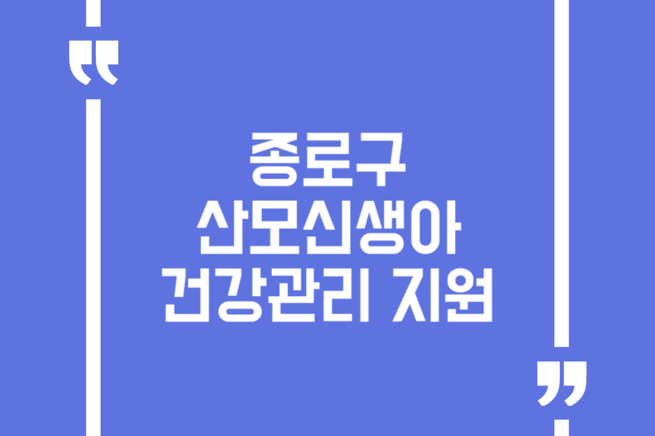 종로구 산모신생아 건강관리 지원