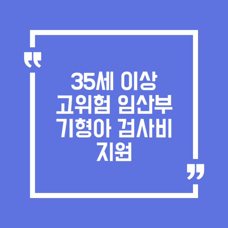 35세 이상 고위험 임산부 기형아 검사비 지원