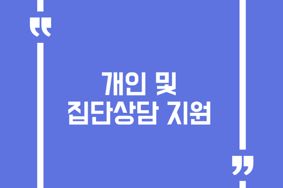 개인 및 집단상담 지원