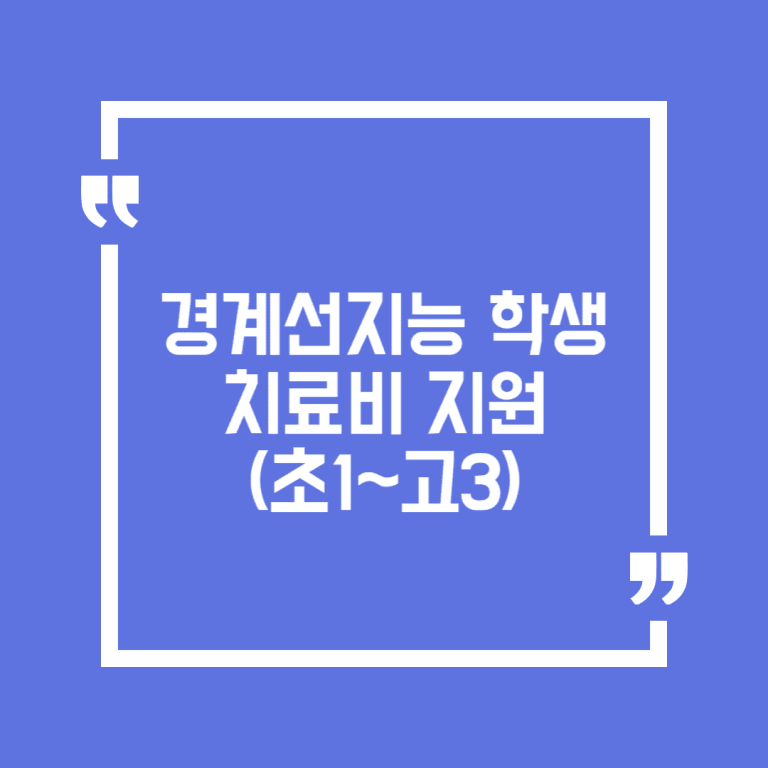 경계선지능 학생 치료비 지원(초1~고3)