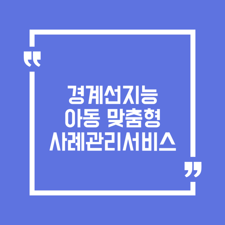 경계선지능아동 맞춤형 사례관리서비스