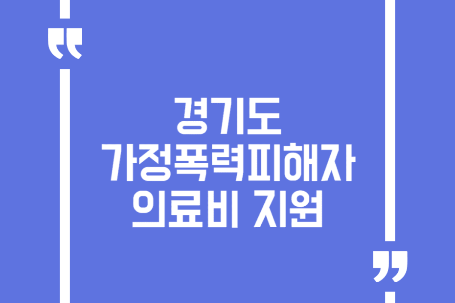 경기도 가정폭력피해자 의료비 지원