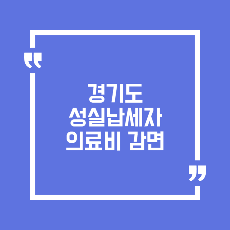 경기도 성실납세자 의료비 감면