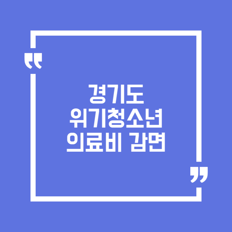 경기도 위기청소년 의료비 감면