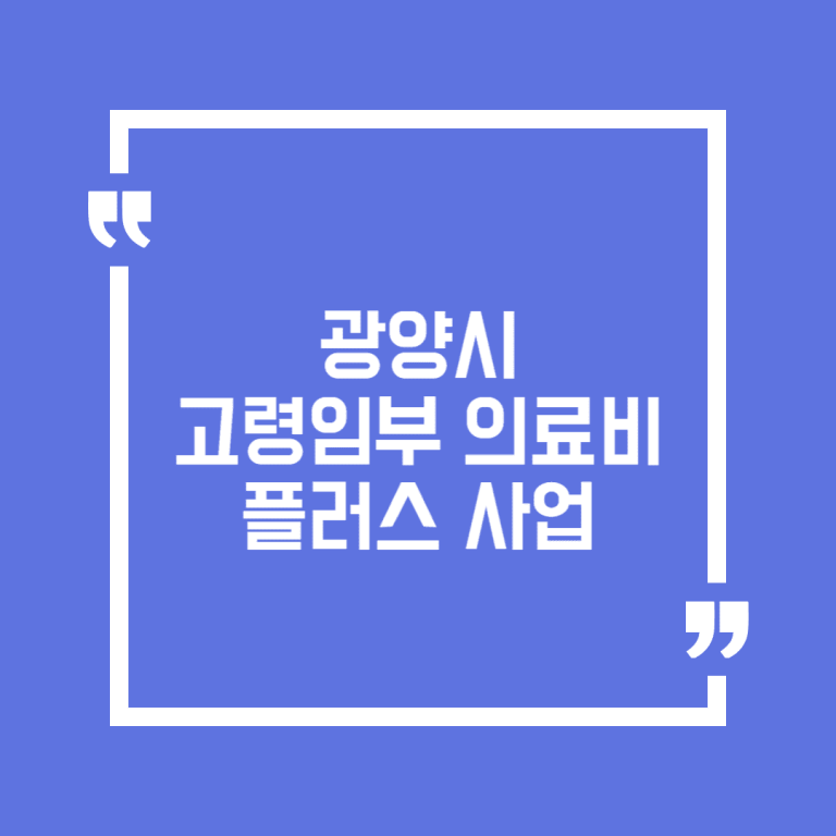 광양시 고령임부 의료비 플러스 사업