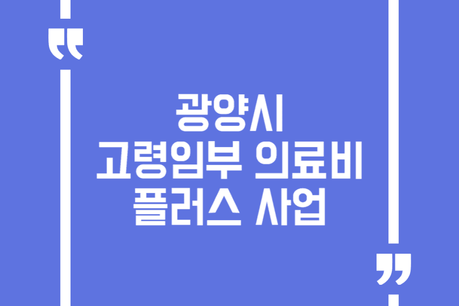 광양시 고령임부 의료비 플러스 사업
