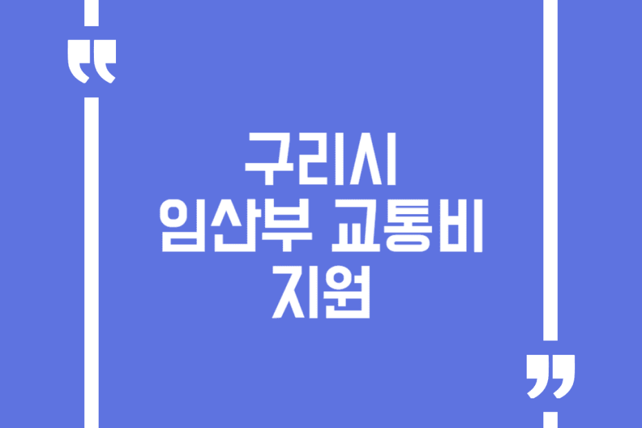 구리시 임산부 교통비 지원