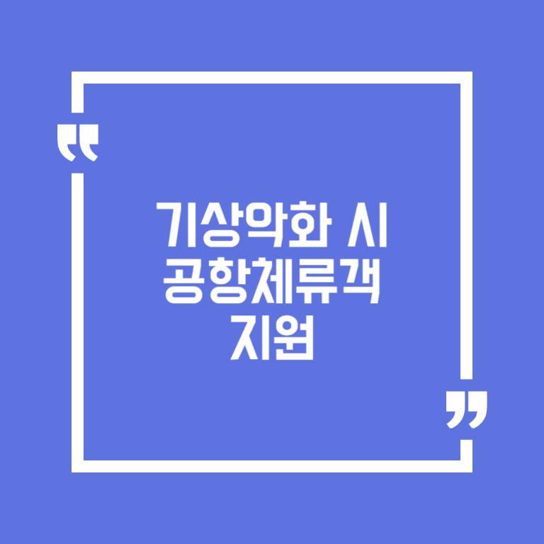 기상악화 시 공항체류객 지원